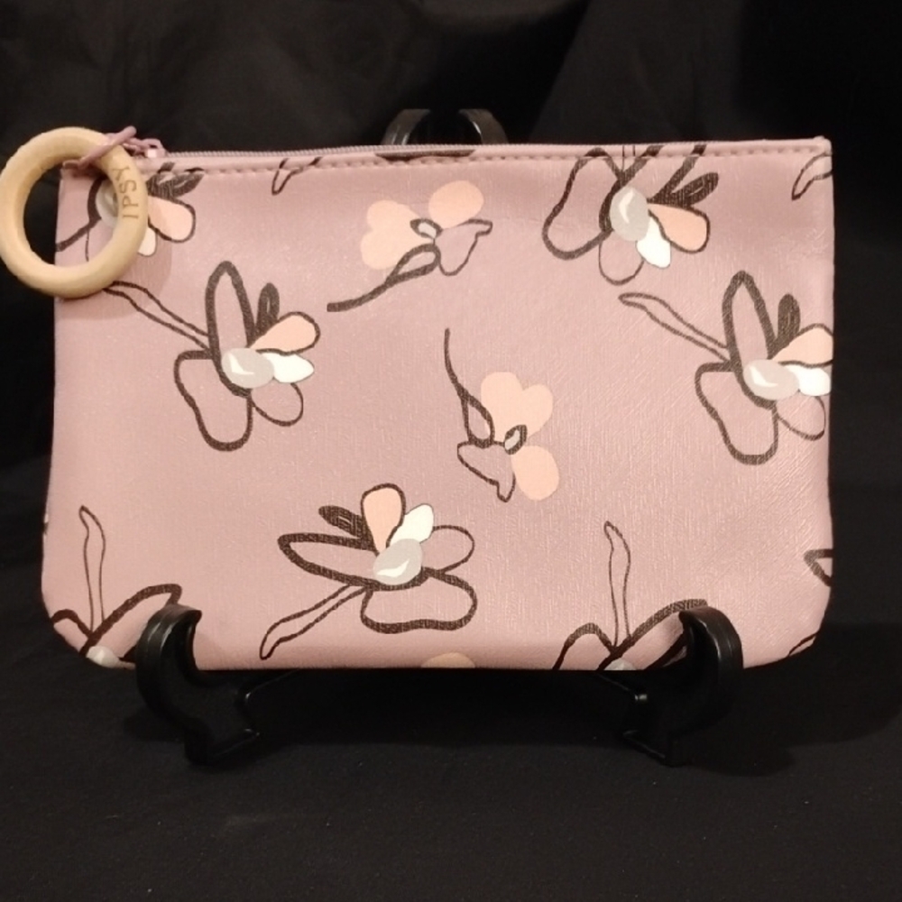 ipsy Pink Cosmetic Bag with Whimsical Design